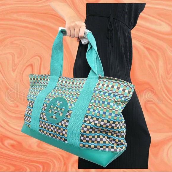 Tory Burch Handbags - EUC TORY BURCH Teal Blue Color Block
Canvas Tote